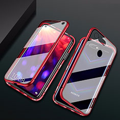 Coque Rebord Bumper Luxe Aluminum Metal Miroir 360 Degres Housse Etui Aimant T02 pour Huawei Honor V20 Rouge