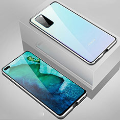 Coque Rebord Bumper Luxe Aluminum Metal Miroir 360 Degres Housse Etui Aimant T02 pour Huawei Honor V30 5G Argent