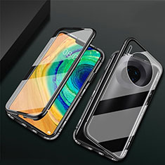 Coque Rebord Bumper Luxe Aluminum Metal Miroir 360 Degres Housse Etui Aimant T02 pour Huawei Mate 30 Noir