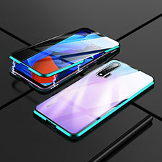 Coque Rebord Bumper Luxe Aluminum Metal Miroir 360 Degres Housse Etui Aimant T02 pour Huawei Nova 6 Cyan