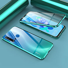 Coque Rebord Bumper Luxe Aluminum Metal Miroir 360 Degres Housse Etui Aimant T02 pour Huawei P20 Lite (2019) Cyan