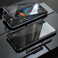 Coque Rebord Bumper Luxe Aluminum Metal Miroir 360 Degres Housse Etui Aimant T02 pour Huawei P20 Noir