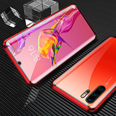 Coque Rebord Bumper Luxe Aluminum Metal Miroir 360 Degres Housse Etui Aimant T02 pour Huawei P30 Pro Rouge