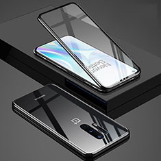 Coque Rebord Bumper Luxe Aluminum Metal Miroir 360 Degres Housse Etui Aimant T02 pour OnePlus 8 Pro Noir