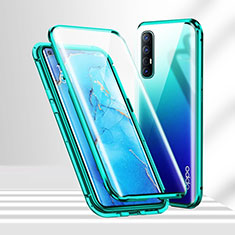 Coque Rebord Bumper Luxe Aluminum Metal Miroir 360 Degres Housse Etui Aimant T02 pour Oppo Reno3 Pro Vert