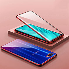 Coque Rebord Bumper Luxe Aluminum Metal Miroir 360 Degres Housse Etui Aimant T02 pour Oppo RX17 Neo Rouge