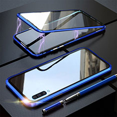 Coque Rebord Bumper Luxe Aluminum Metal Miroir 360 Degres Housse Etui Aimant T02 pour Samsung Galaxy A70S Bleu