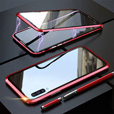 Coque Rebord Bumper Luxe Aluminum Metal Miroir 360 Degres Housse Etui Aimant T02 pour Samsung Galaxy A90 5G Rouge