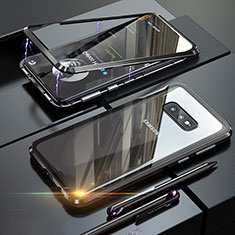Coque Rebord Bumper Luxe Aluminum Metal Miroir 360 Degres Housse Etui Aimant T02 pour Samsung Galaxy S10e Noir
