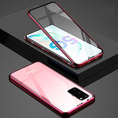 Coque Rebord Bumper Luxe Aluminum Metal Miroir 360 Degres Housse Etui Aimant T02 pour Samsung Galaxy S20 5G Rouge