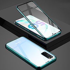 Coque Rebord Bumper Luxe Aluminum Metal Miroir 360 Degres Housse Etui Aimant T02 pour Samsung Galaxy S20 5G Vert