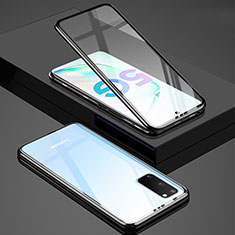 Coque Rebord Bumper Luxe Aluminum Metal Miroir 360 Degres Housse Etui Aimant T02 pour Samsung Galaxy S20 Noir