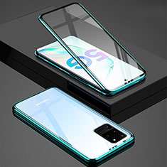 Coque Rebord Bumper Luxe Aluminum Metal Miroir 360 Degres Housse Etui Aimant T02 pour Samsung Galaxy S20 Ultra 5G Vert