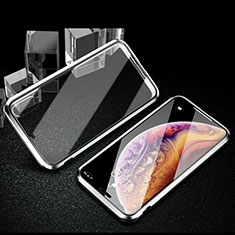 Coque Rebord Bumper Luxe Aluminum Metal Miroir 360 Degres Housse Etui Aimant T02 pour Xiaomi Mi A3 Argent