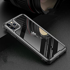 Coque Rebord Bumper Luxe Aluminum Metal Miroir 360 Degres Housse Etui Aimant T03 pour Apple iPhone 11 Pro Argent