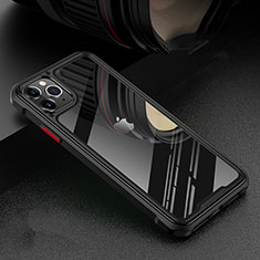 Coque Rebord Bumper Luxe Aluminum Metal Miroir 360 Degres Housse Etui Aimant T03 pour Apple iPhone 11 Pro Max Noir