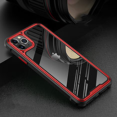 Coque Rebord Bumper Luxe Aluminum Metal Miroir 360 Degres Housse Etui Aimant T03 pour Apple iPhone 11 Pro Rouge