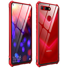 Coque Rebord Bumper Luxe Aluminum Metal Miroir 360 Degres Housse Etui Aimant T03 pour Huawei Honor V20 Rouge