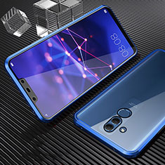 Coque Rebord Bumper Luxe Aluminum Metal Miroir 360 Degres Housse Etui Aimant T03 pour Huawei Mate 20 Lite Bleu