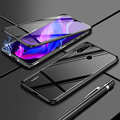 Coque Rebord Bumper Luxe Aluminum Metal Miroir 360 Degres Housse Etui Aimant T03 pour Huawei Nova 4e Noir