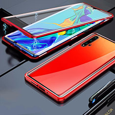 Coque Rebord Bumper Luxe Aluminum Metal Miroir 360 Degres Housse Etui Aimant T03 pour Huawei Nova 5 Pro Rouge