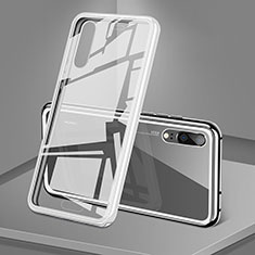 Coque Rebord Bumper Luxe Aluminum Metal Miroir 360 Degres Housse Etui Aimant T03 pour Huawei P20 Blanc