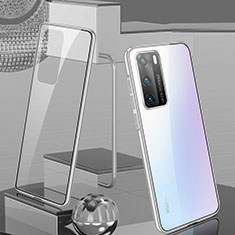 Coque Rebord Bumper Luxe Aluminum Metal Miroir 360 Degres Housse Etui Aimant T03 pour Huawei P40 Argent