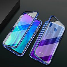 Coque Rebord Bumper Luxe Aluminum Metal Miroir 360 Degres Housse Etui Aimant T04 pour Huawei Honor 10i Bleu