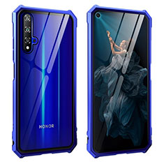 Coque Rebord Bumper Luxe Aluminum Metal Miroir 360 Degres Housse Etui Aimant T04 pour Huawei Honor 20 Bleu