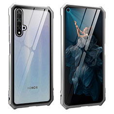 Coque Rebord Bumper Luxe Aluminum Metal Miroir 360 Degres Housse Etui Aimant T04 pour Huawei Honor 20S Argent