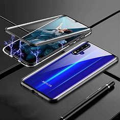 Coque Rebord Bumper Luxe Aluminum Metal Miroir 360 Degres Housse Etui Aimant T04 pour Huawei Nova 5 Noir