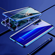 Coque Rebord Bumper Luxe Aluminum Metal Miroir 360 Degres Housse Etui Aimant T04 pour Huawei Nova 5 Pro Bleu