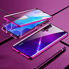 Coque Rebord Bumper Luxe Aluminum Metal Miroir 360 Degres Housse Etui Aimant T04 pour Huawei Nova 5 Violet