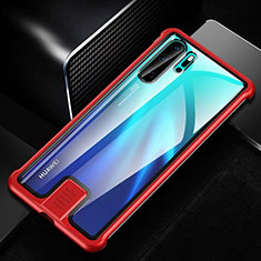 Coque Rebord Bumper Luxe Aluminum Metal Miroir 360 Degres Housse Etui Aimant T04 pour Huawei P30 Pro New Edition Rouge