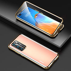 Coque Rebord Bumper Luxe Aluminum Metal Miroir 360 Degres Housse Etui Aimant T04 pour Huawei P40 Or