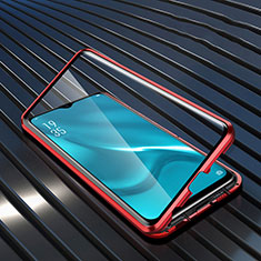 Coque Rebord Bumper Luxe Aluminum Metal Miroir 360 Degres Housse Etui Aimant T04 pour Oppo R15X Rouge