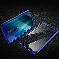 Coque Rebord Bumper Luxe Aluminum Metal Miroir 360 Degres Housse Etui Aimant T04 pour Oppo R17 Pro Bleu