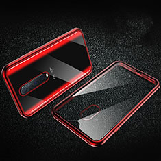 Coque Rebord Bumper Luxe Aluminum Metal Miroir 360 Degres Housse Etui Aimant T04 pour Oppo R17 Pro Rouge