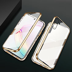 Coque Rebord Bumper Luxe Aluminum Metal Miroir 360 Degres Housse Etui Aimant T04 pour Samsung Galaxy Note 10 Or