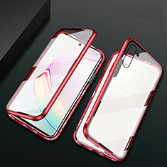 Coque Rebord Bumper Luxe Aluminum Metal Miroir 360 Degres Housse Etui Aimant T04 pour Samsung Galaxy Note 10 Rouge