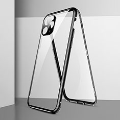 Coque Rebord Bumper Luxe Aluminum Metal Miroir 360 Degres Housse Etui Aimant T05 pour Apple iPhone 11 Pro Max Noir