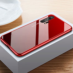 Coque Rebord Bumper Luxe Aluminum Metal Miroir 360 Degres Housse Etui Aimant T05 pour Huawei Honor 20 Pro Rouge et Noir