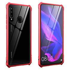 Coque Rebord Bumper Luxe Aluminum Metal Miroir 360 Degres Housse Etui Aimant T05 pour Huawei Nova 4e Rouge