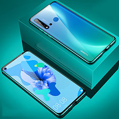 Coque Rebord Bumper Luxe Aluminum Metal Miroir 360 Degres Housse Etui Aimant T05 pour Huawei Nova 5i Cyan