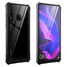 Coque Rebord Bumper Luxe Aluminum Metal Miroir 360 Degres Housse Etui Aimant T05 pour Huawei P30 Lite Noir