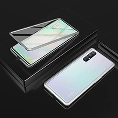 Coque Rebord Bumper Luxe Aluminum Metal Miroir 360 Degres Housse Etui Aimant T05 pour Oppo Find X2 Neo Argent