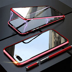 Coque Rebord Bumper Luxe Aluminum Metal Miroir 360 Degres Housse Etui Aimant T05 pour Oppo K1 Rouge