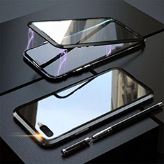 Coque Rebord Bumper Luxe Aluminum Metal Miroir 360 Degres Housse Etui Aimant T05 pour Oppo R15X Noir