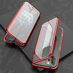 Coque Rebord Bumper Luxe Aluminum Metal Miroir 360 Degres Housse Etui Aimant T06 pour Apple iPhone 11 Pro Rouge