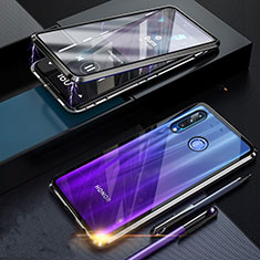 Coque Rebord Bumper Luxe Aluminum Metal Miroir 360 Degres Housse Etui Aimant T06 pour Huawei Honor 10i Noir